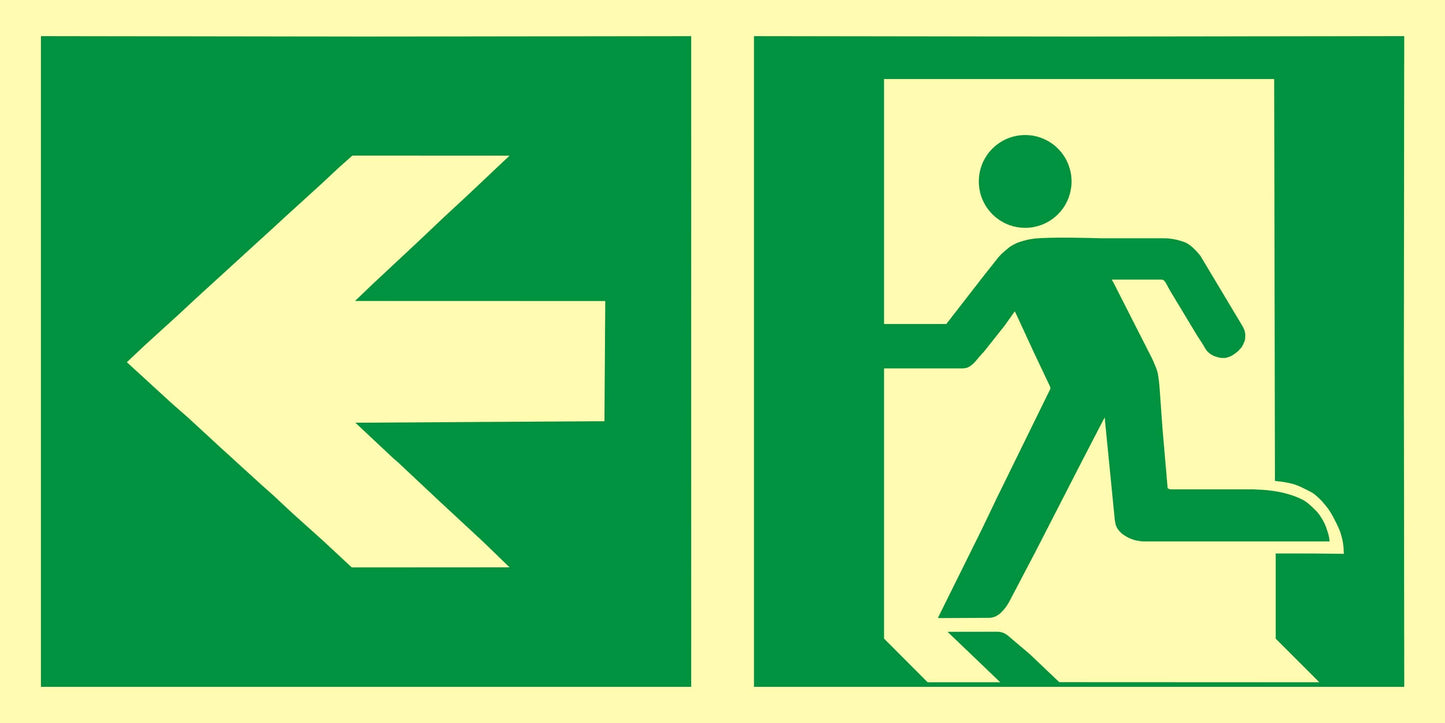EMERGENCY SIGN - DIRECTION TO THE EMERGENCY EXIT - LEFT - AAE 102 CE PS