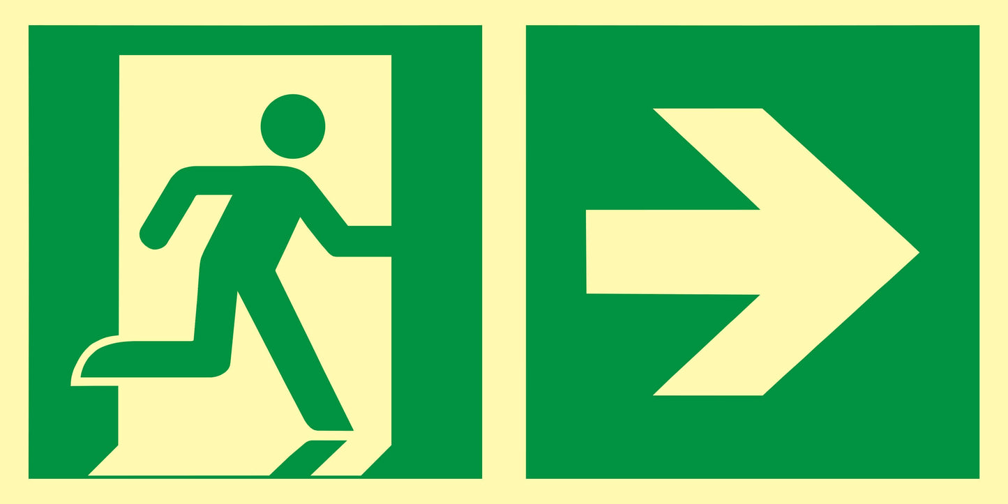 EMERGENCY SIGN - DIRECTION TO THE EMERGENCY EXIT - RIGHT - AAE 107 CE PS