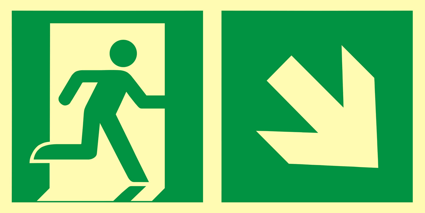 EMERGENCY EXIT SIGN - DIRECTION TO THE EMERGENCY EXIT - DOWN RIGHT - AAE 108 CE PS