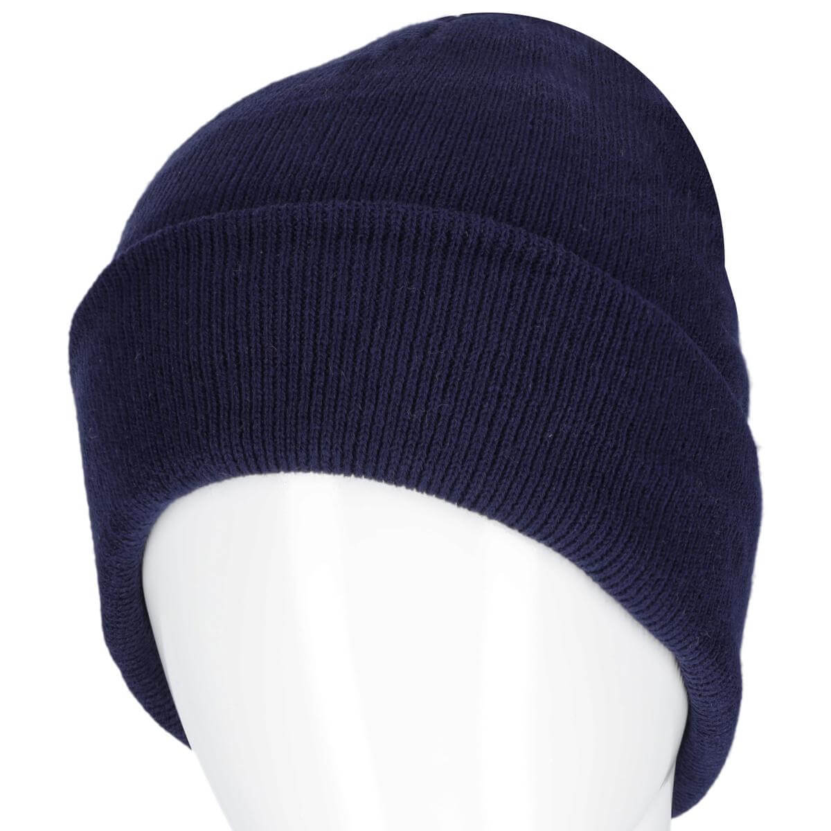 NAVY ACRYLIC KNITTED WINTER HAT