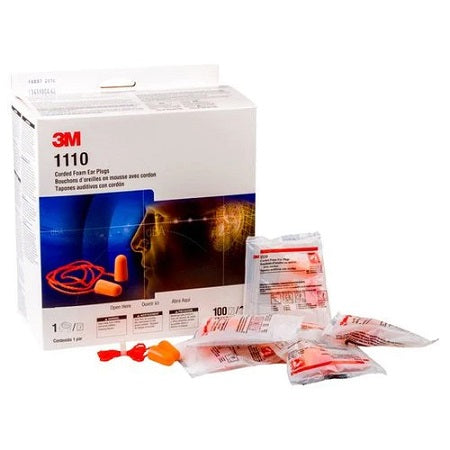 3M 1110 Cord Earplugs - Box of 100 Pairs