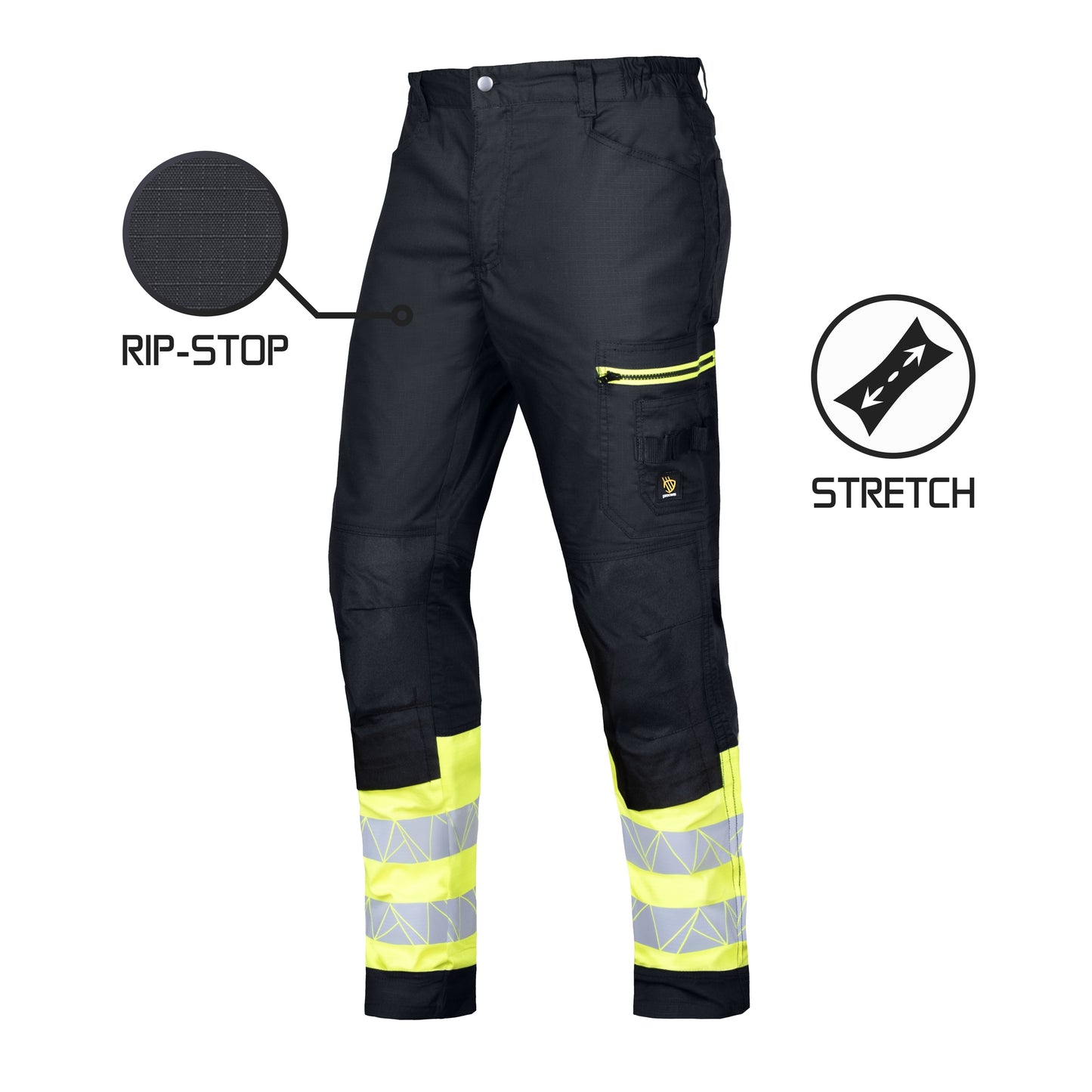 MEGAWORK RIP-STOP STRETCH BLACK WAIST PANTS