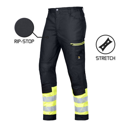 MEGAWORK RIP-STOP STRETCH BLACK WAIST PANTS