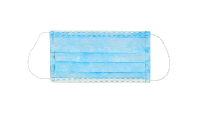 Non-woven mask with elastic band, WHITE AND BLUE