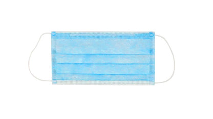 Non-woven mask with elastic band, WHITE AND BLUE