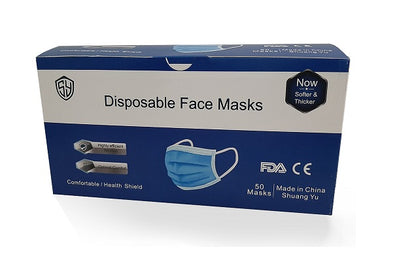 Non-woven mask with elastic band, WHITE AND BLUE