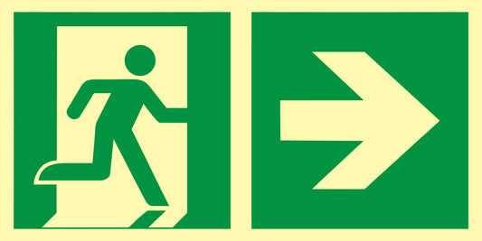 EMERGENCY SIGN - DIRECTION TO THE EMERGENCY EXIT - RIGHT - AAE 107 CE PS