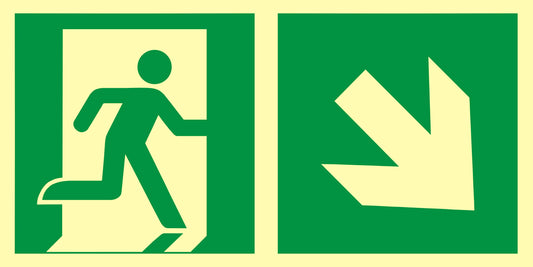EMERGENCY EXIT SIGN - DIRECTION TO THE EMERGENCY EXIT - DOWN RIGHT - AAE 108 CE PS