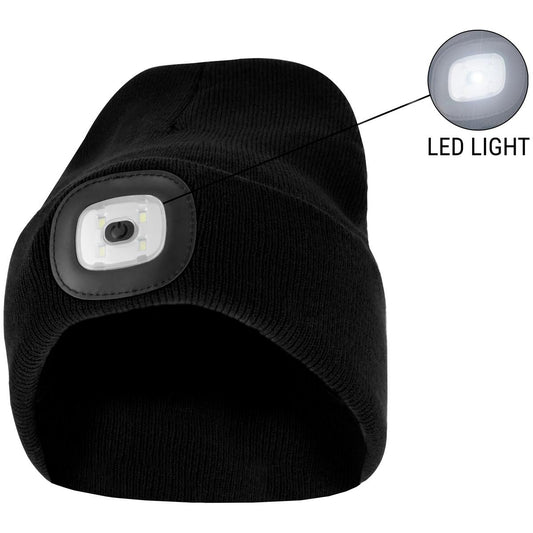 ACRYLIC KNITTED WINTER HAT LED BLACK