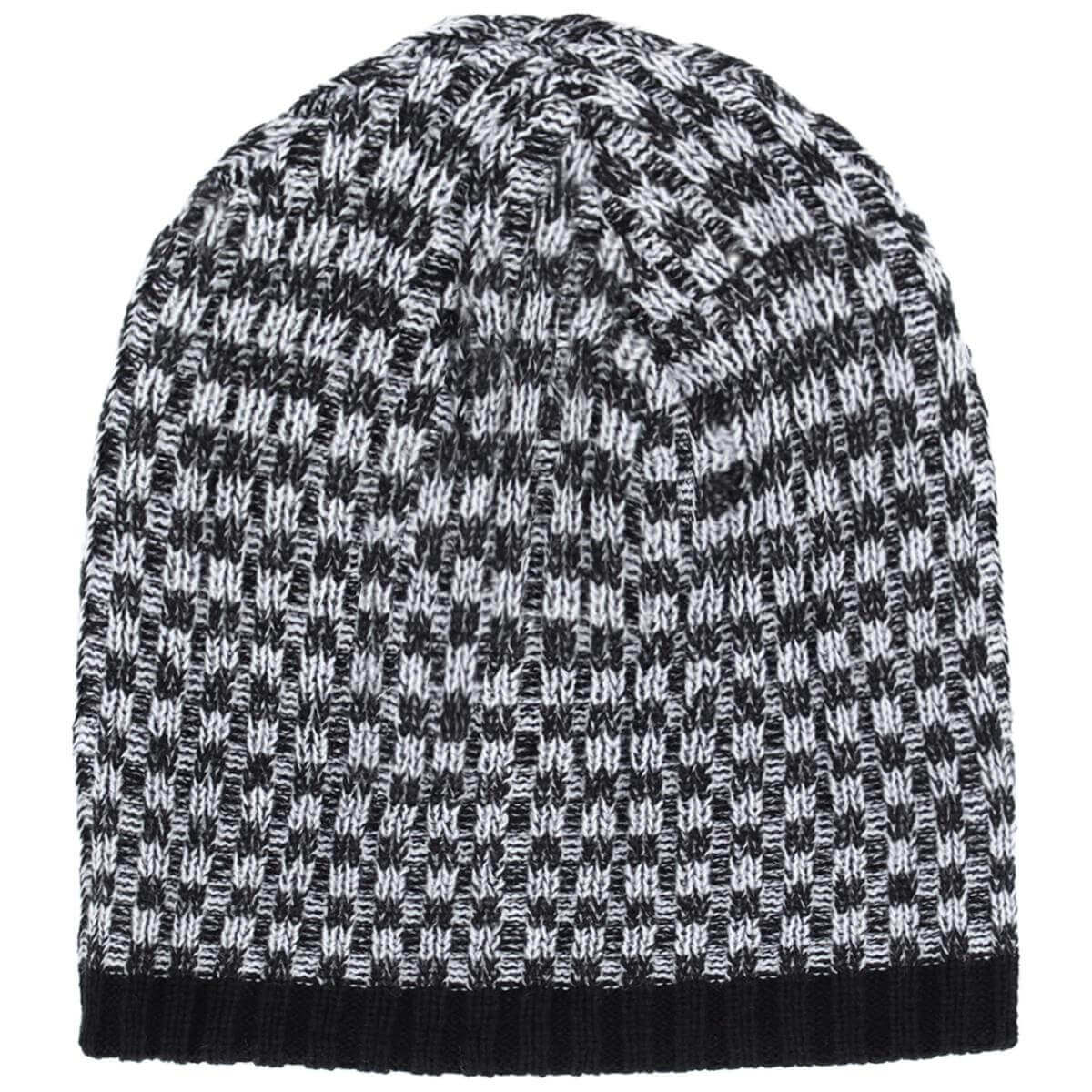 ACRYLIC KNITTED DOUBLE-LAYER WINTER HAT GRAY MELANGE