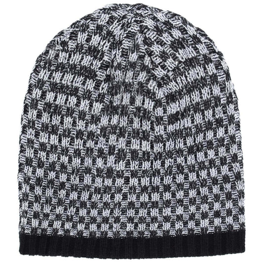 ACRYLIC KNITTED DOUBLE-LAYER WINTER HAT GRAY MELANGE