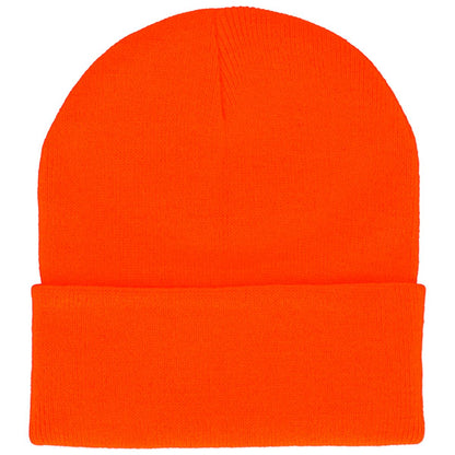 ORANGE NEON ACRYLIC KNITTED WINTER HAT