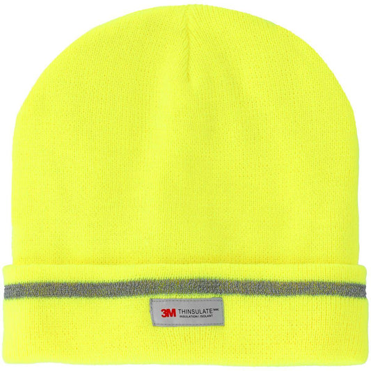 ACRYLIC KNITTED WINTER HAT YELLOW REFLECTIVE