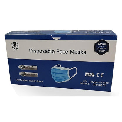 Non-woven mask with elastic band, WHITE AND BLUE