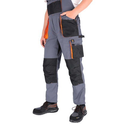 PROMAN STRETCH 250 DUNGAREES GREY ORANGE