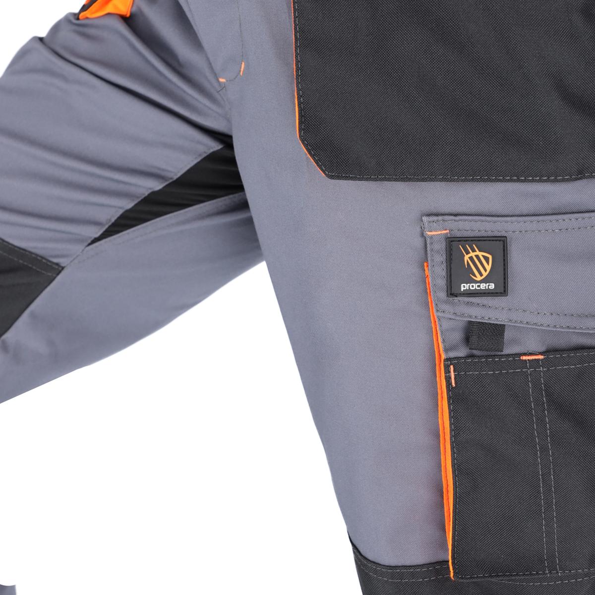 PROMAN STRETCH 250 DUNGAREES GREY ORANGE