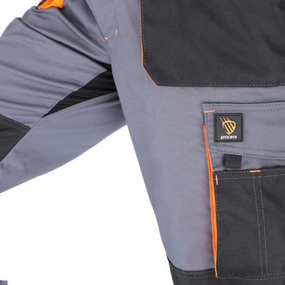 PROMAN STRETCH 250 DUNGAREES GREY ORANGE