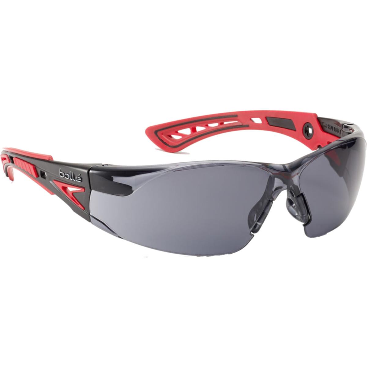 BOLLE RUSH SAFETY GLASSES (SMOKED) BLACK/RED