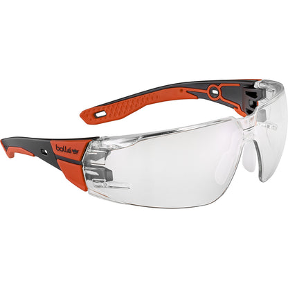 BOLLE RUSH 2.0 SAFETY GLASSES (CLEAR) BLACK/RED
