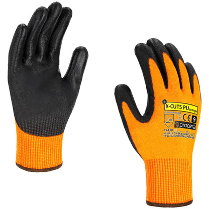 X-CUT5 PU ORANGE CUT PROTECTIVE GLOVES