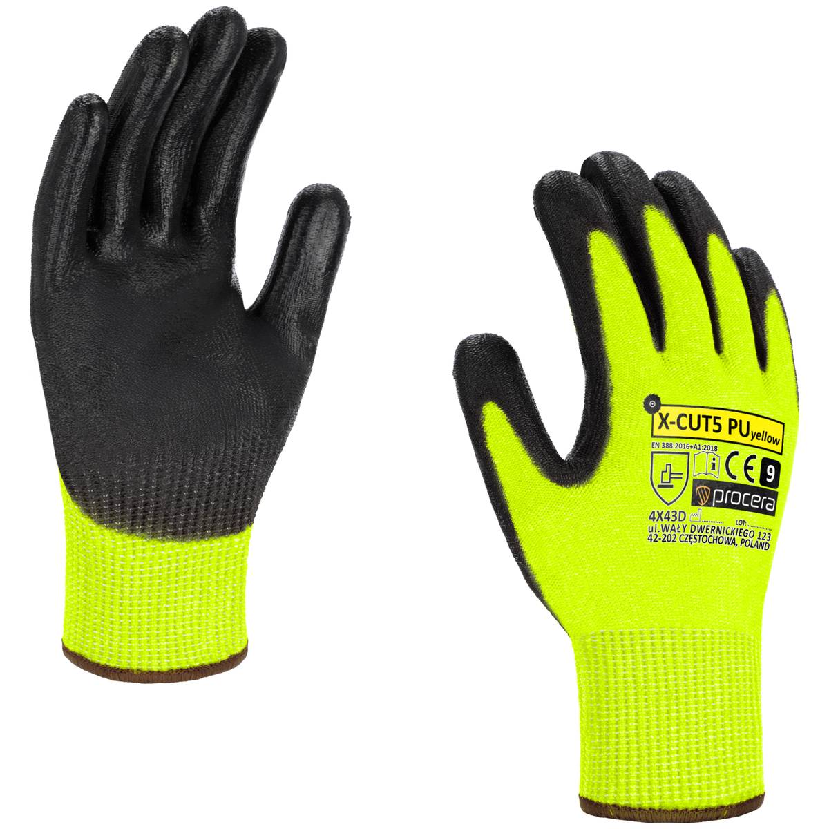 X-CUT5 PU CUT PROTECTIVE GLOVES YELLOW SIZE 8