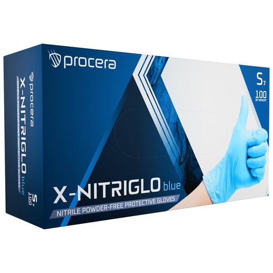 X-NITRIGLO BLUE NITRILE GLOVES 100 PCS
