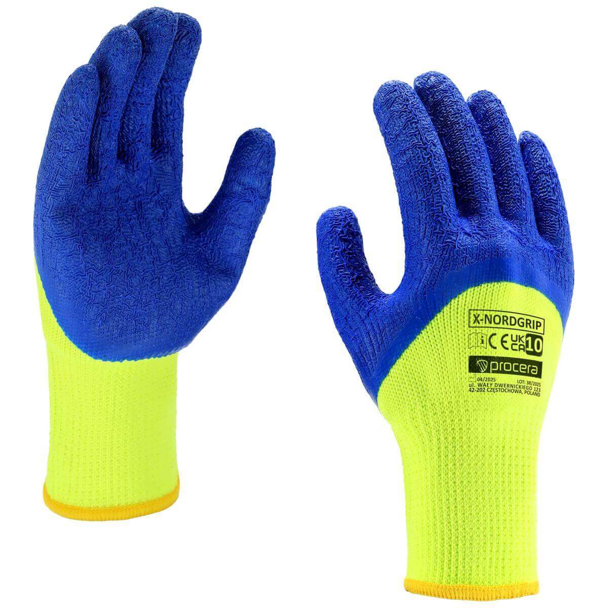INSULATED GLOVES COATED WITH 3/4 LATEX X-NORDGRIP SIZE 9