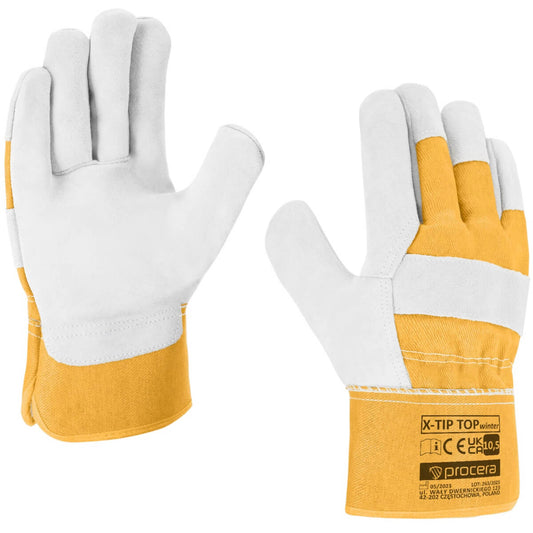 X-TIP TOP WINTER REINFORCED LEATHER GLOVES INSULATED SIZE 10.5
